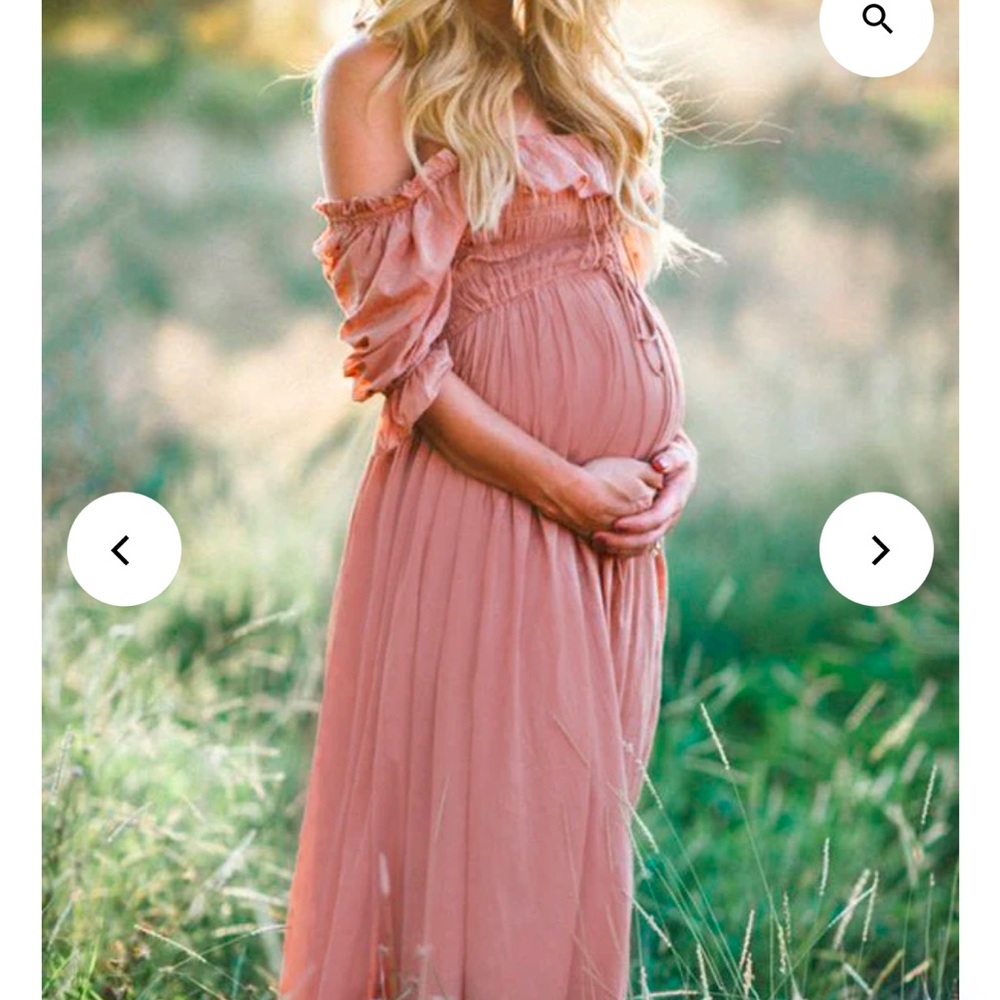 Elegant Off-Shoulder Maternity Dress in Pink